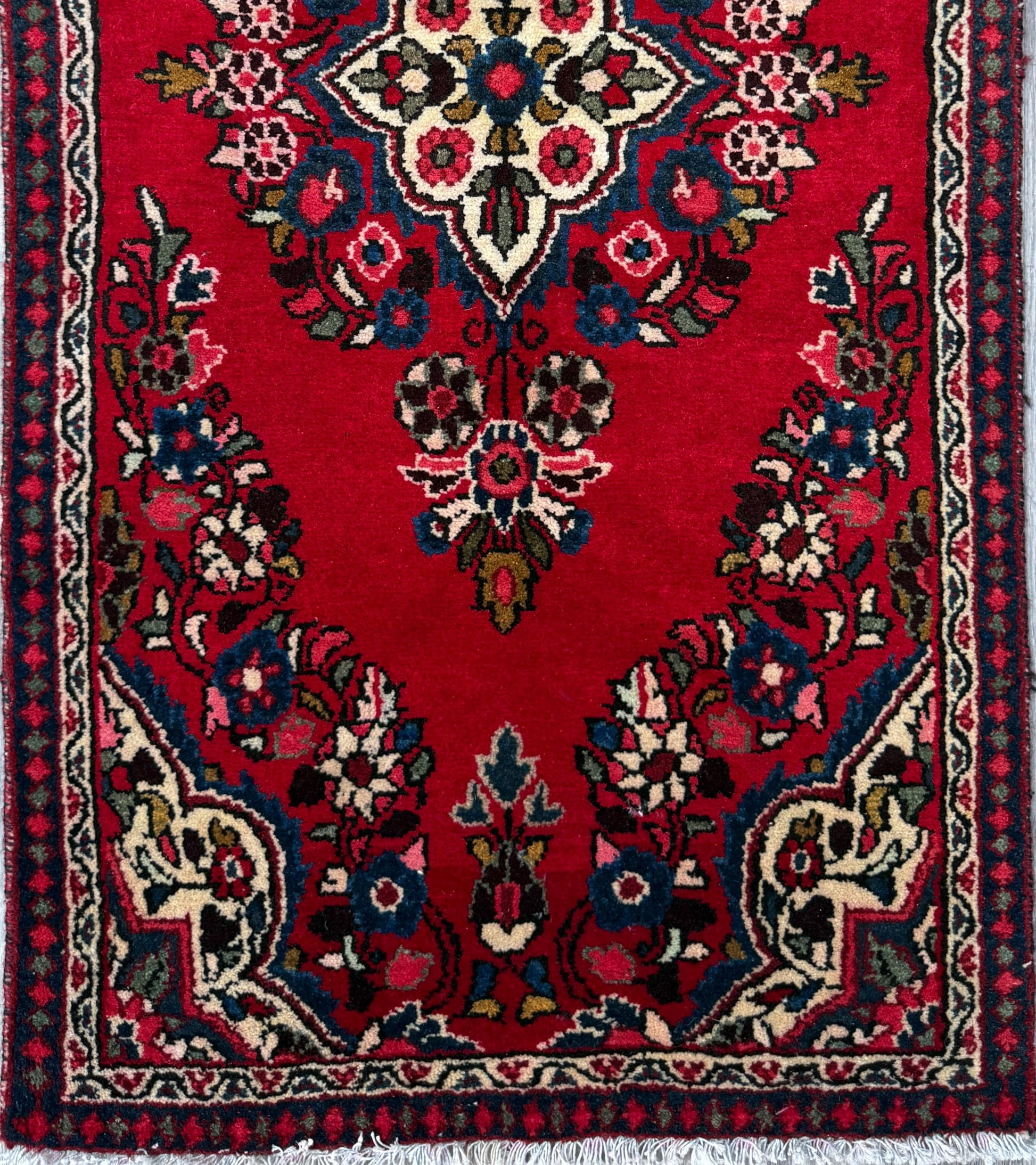 4x2 ft Vintage Hamadan Wool Rug: Hand-Knotted Oriental Carpet