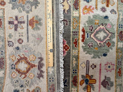 6x9 ft Oushak Hand Knotted Rug: Bohemian Wool Carpet
