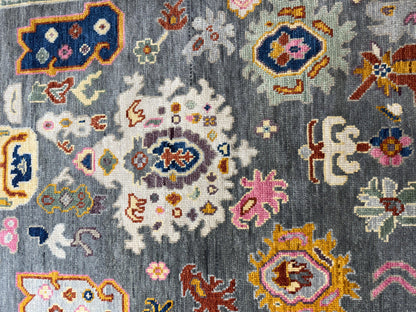 6x9 ft Oushak Hand Knotted Rug: Bohemian Wool Carpet