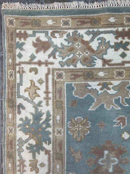 6x9 ft Pastel Oushak Hand Knotted Rug: Bohemian Wool Carpet