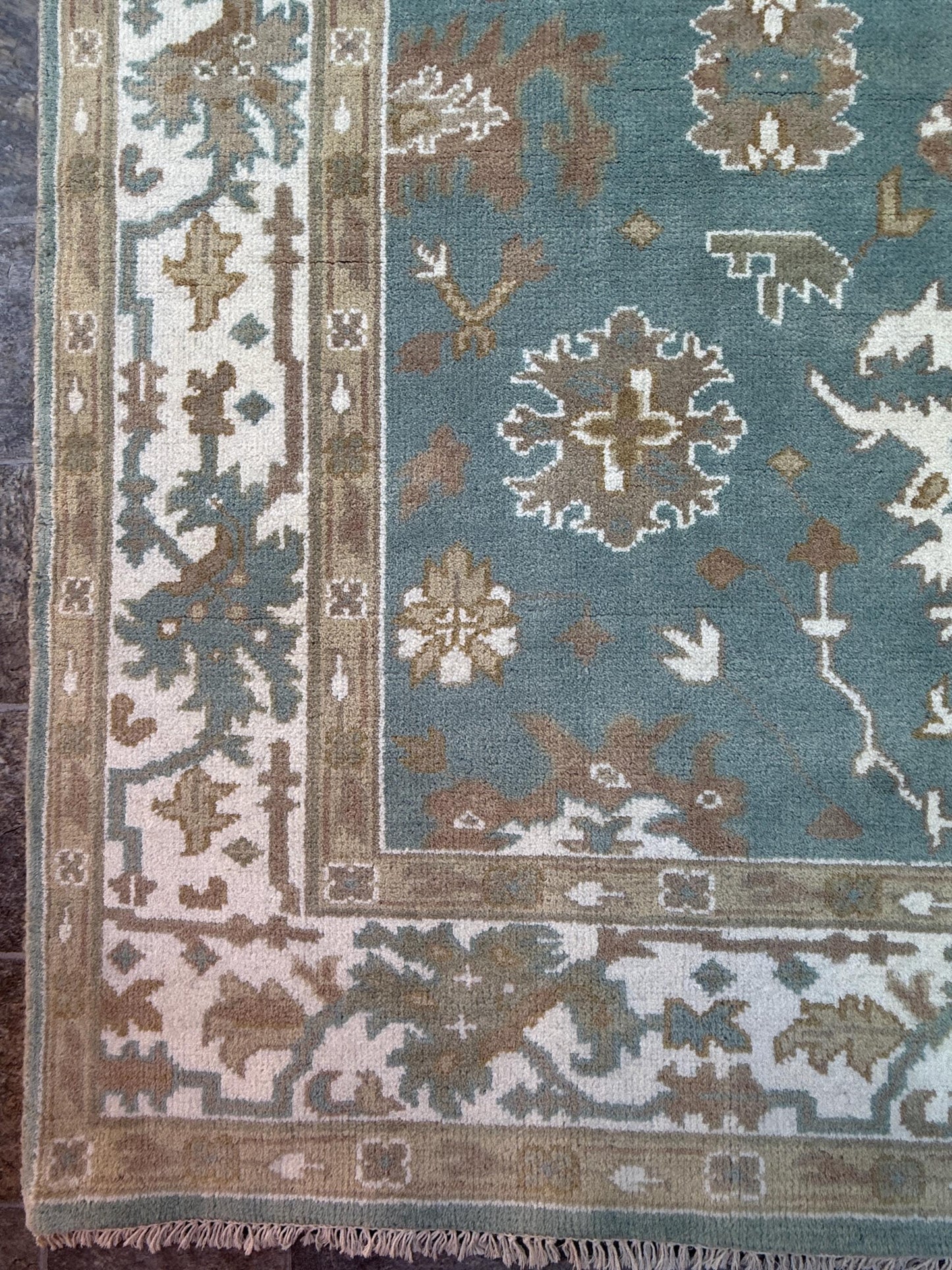 6x9 ft Pastel Oushak Hand Knotted Rug: Bohemian Wool Carpet