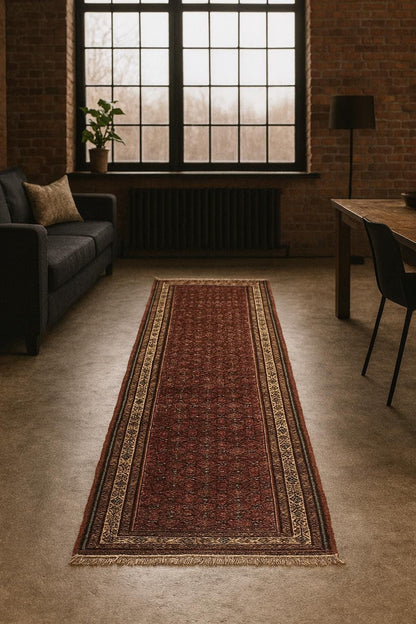 4x11 ft. Vintage 1940s Runner Rug: Hand Knotted Wool Anatolian Village Geometric Carpet