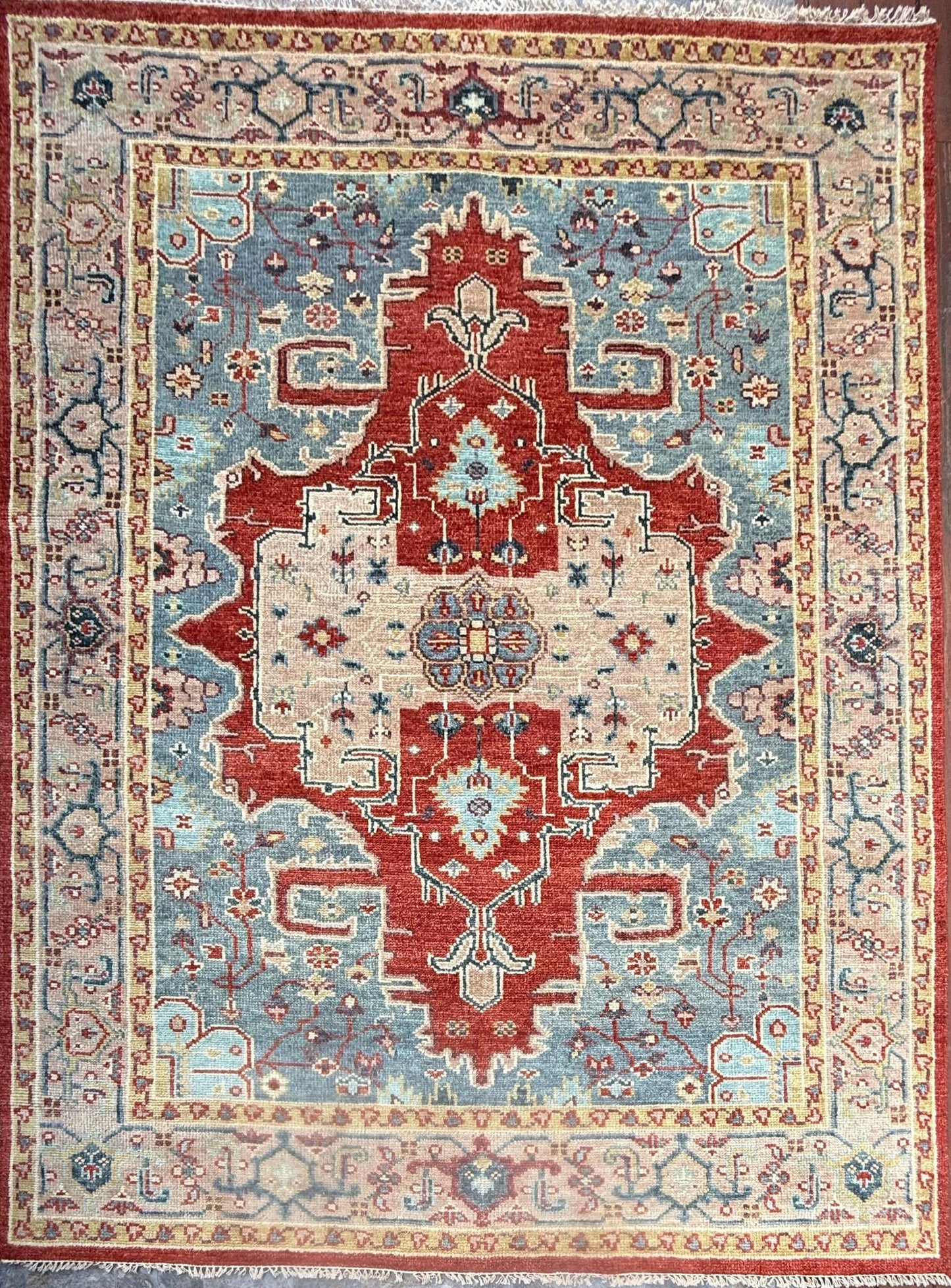 8x10 ft Turkish Heriz Rug: Hand Knotted Wool Oriental Carpet