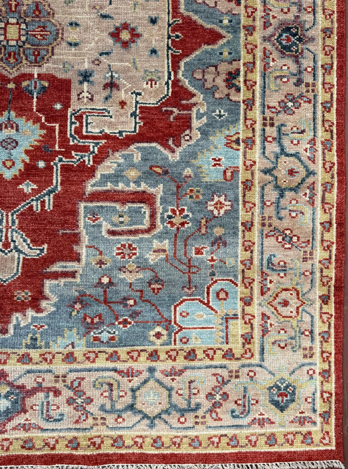 8x10 ft Turkish Heriz Rug: Hand Knotted Wool Oriental Carpet