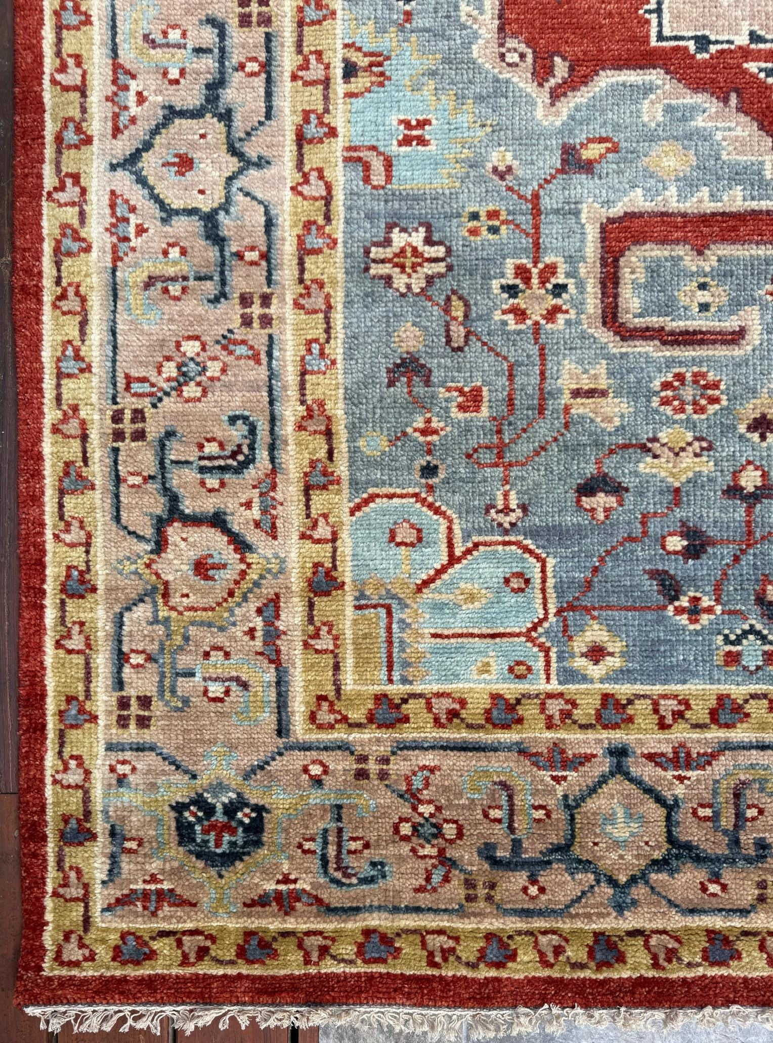 8x10 ft Turkish Heriz Rug: Hand Knotted Wool Oriental Carpet