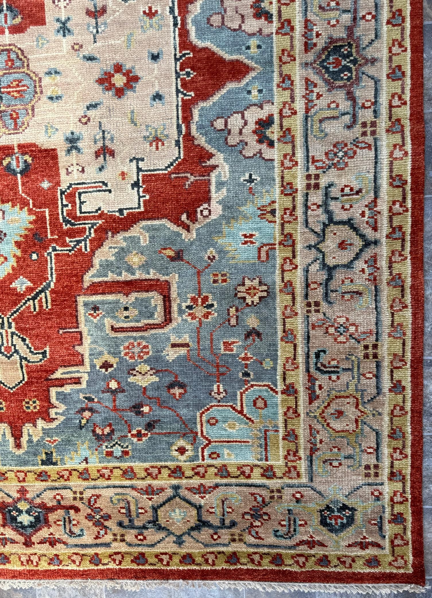 8x10 ft Turkish Heriz Rug: Hand Knotted Wool Oriental Carpet