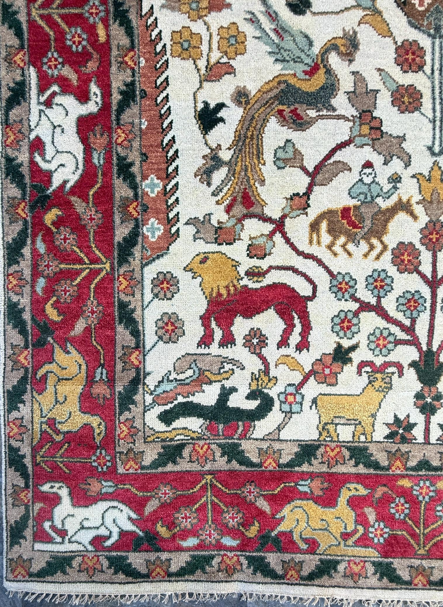 8x10 ft Handmade Oushak Wool Rug: Multicolored Tree of Life Design