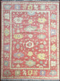 8x10 ft Handmade Turkish Oushak Wool Rug: Modern Bohemian Carpet