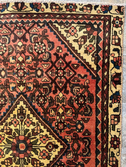 3x4 ft Adana Tribal Rug, 1930s Vintage Geometric Wool Carpet, Hand Knotted Oriental Area Rug