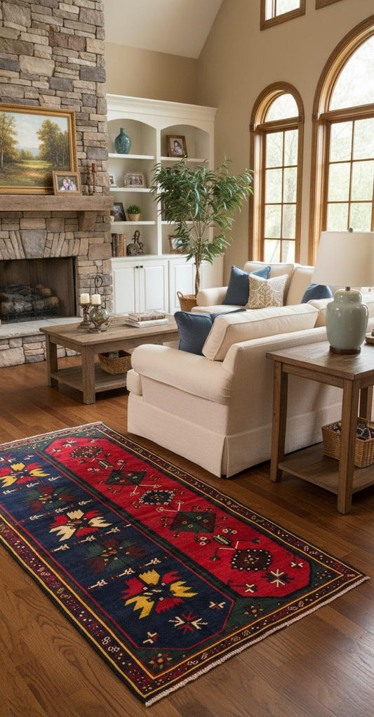 5x3 ft Vintage Caucasus Wool on Wool Rug, 1960s Hand Knotted Oriental Carpet, Small Area Tribal Geometric Village Accent