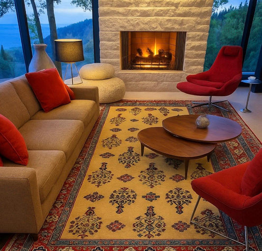 8x5 ft Vintage 1960s Pashmin Koum Rug: Hand-Knotted Oriental Wool Carpet