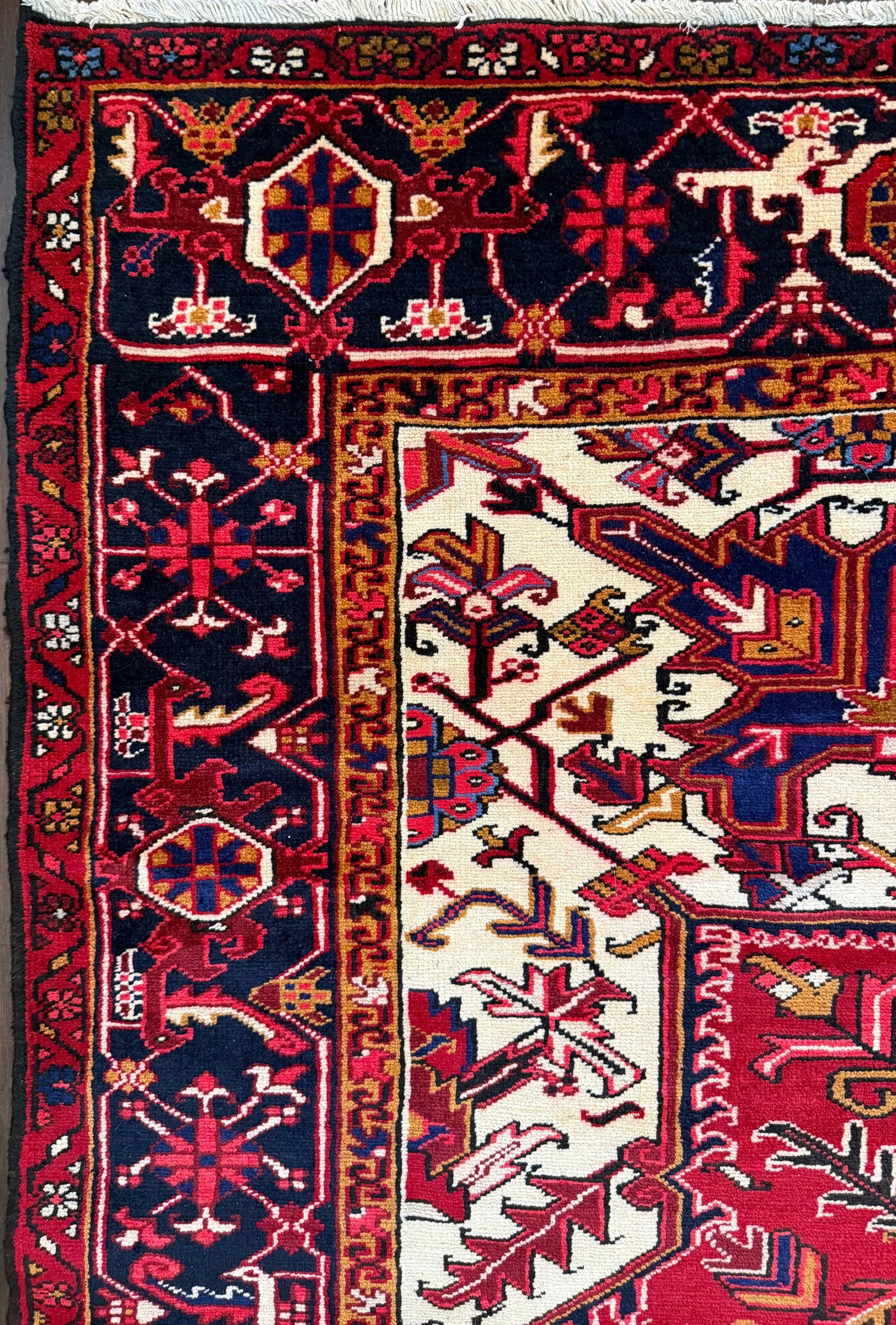 8x11 ft Heriz Wool Rug, Vintage Hand Knotted Oriental Carpet, Authentic Large Area Rug, c 1980s Approx 40 Years