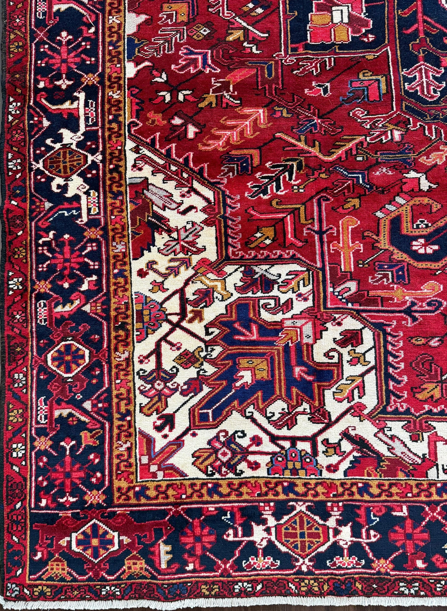8x11 ft Heriz Wool Rug, Vintage Hand Knotted Oriental Carpet, Authentic Large Area Rug, c 1980s Approx 40 Years