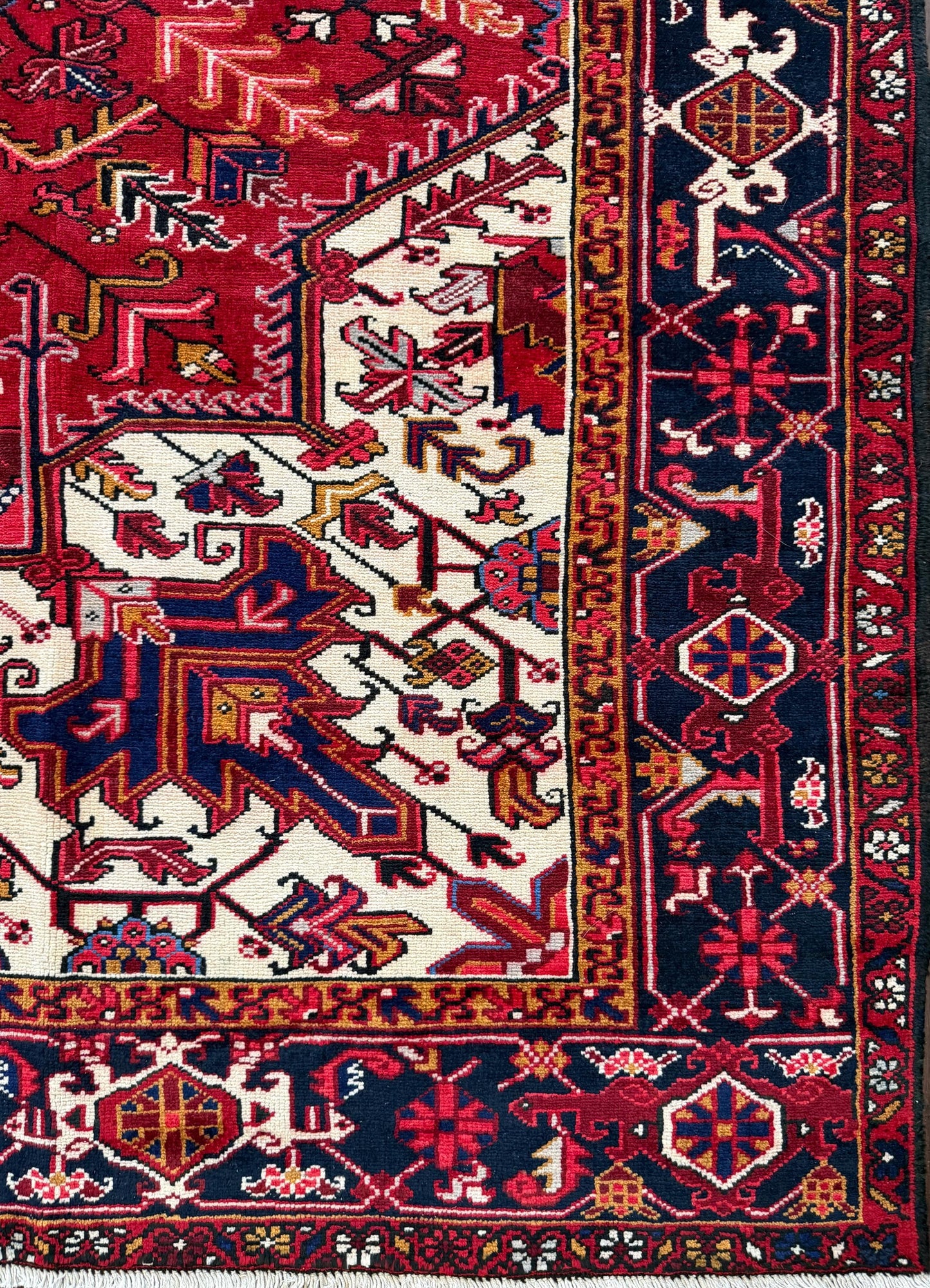 8x11 ft Heriz Wool Rug, Vintage Hand Knotted Oriental Carpet, Authentic Large Area Rug, c 1980s Approx 40 Years