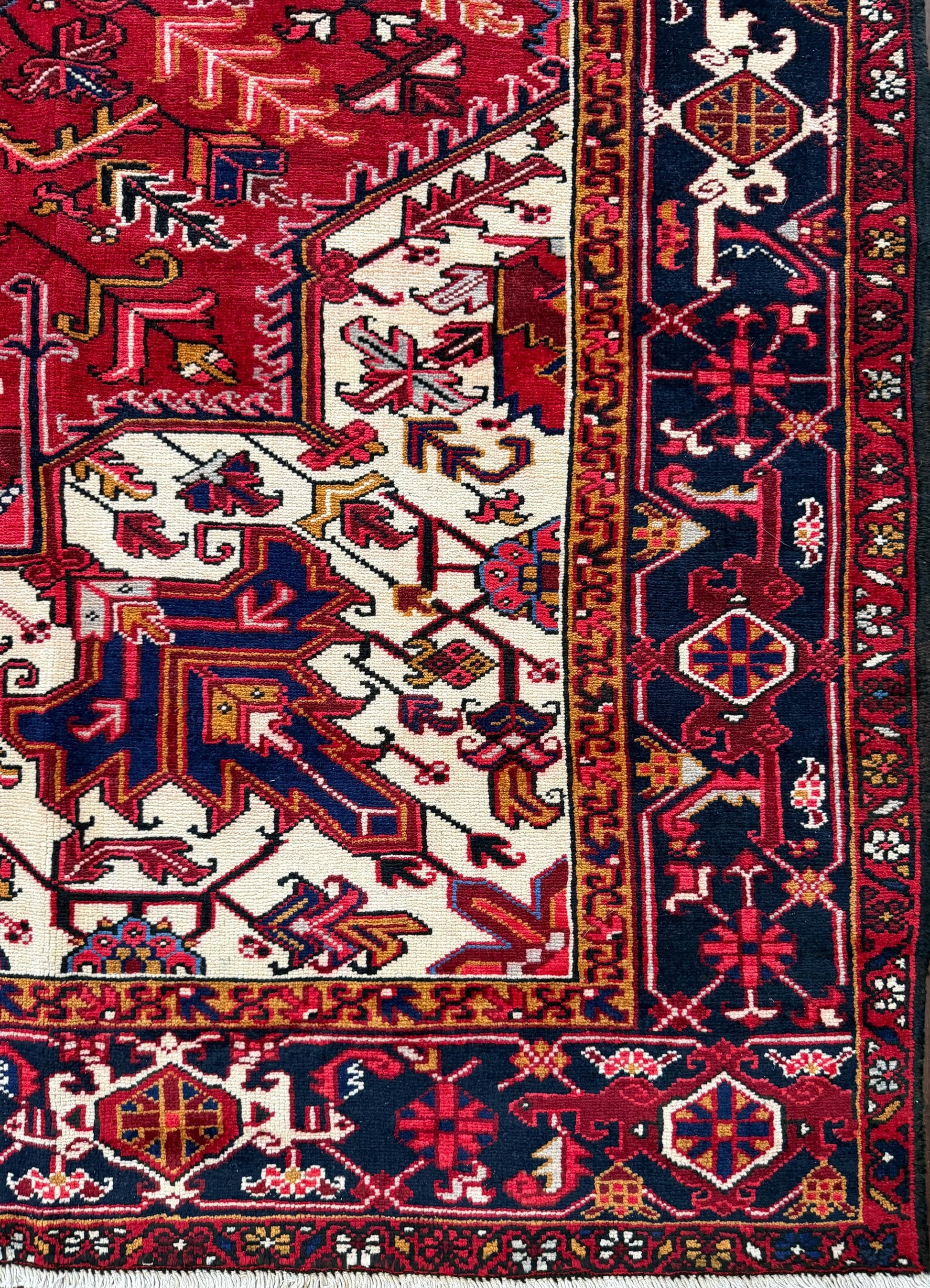8x11 ft Heriz Wool Rug, Vintage Hand Knotted Oriental Carpet, Authentic Large Area Rug, c 1980s Approx 40 Years