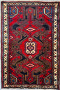 4x3 ft Vintage 1950s Hamadan/Qashqai Wool Rug: Hand Knotted Carpet, Geometric Accent