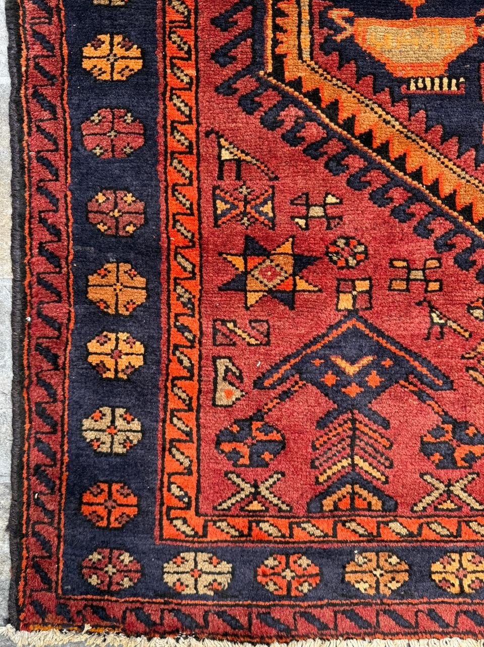 4.8x7 ft Geometric Village Rug, 1930s Vintage Hand Knotted Wool Carpet, Anatolian Oriental Area Rug