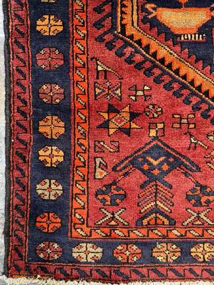 4.8x7 ft Geometric Village Rug, 1930s Vintage Hand Knotted Wool Carpet, Anatolian Oriental Area Rug