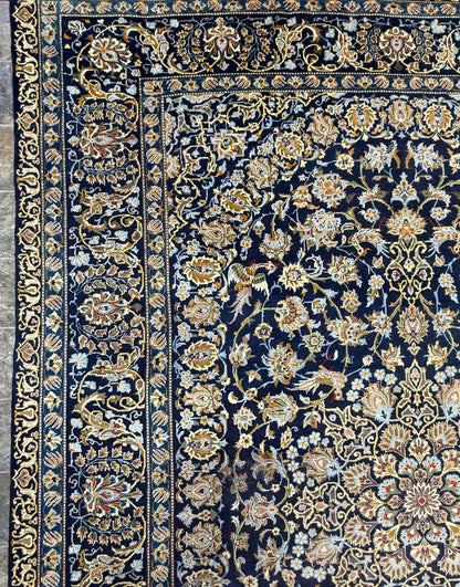 8x12 ft. Signed 1950s Nain Rug: Hand Knotted Wool Bohemian Royal Design
