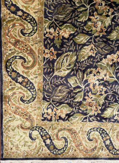 8x10 ft William Morris Hand-Knotted Wool Rug: Art Nouveau Mint Green Carpet