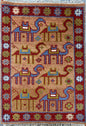2x3 ft Anatolian Small Hand-Knotted Rug: Geometric Wool Accent Carpet