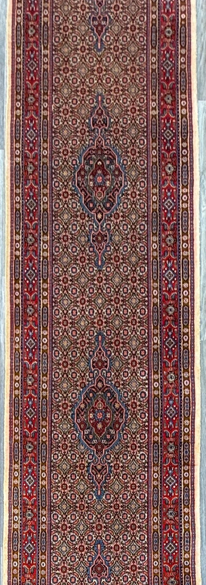 2x12 ft Vintage 1970s Yamoud Rug: Hand Knotted Wool Runner Tribal Hallway Rug