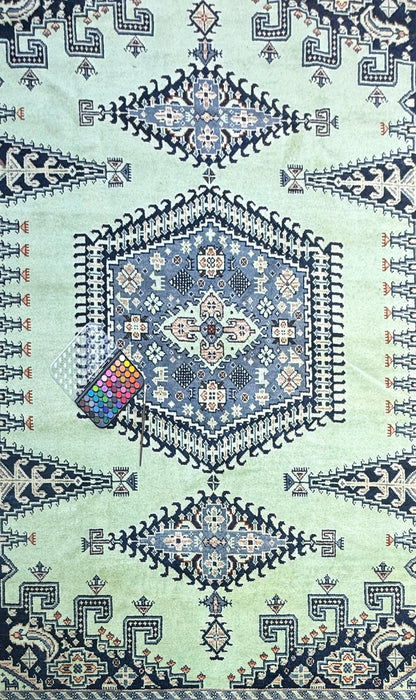 9x12 ft Heriz Modern Rug: Hand Knotted Boho Wool Carpet