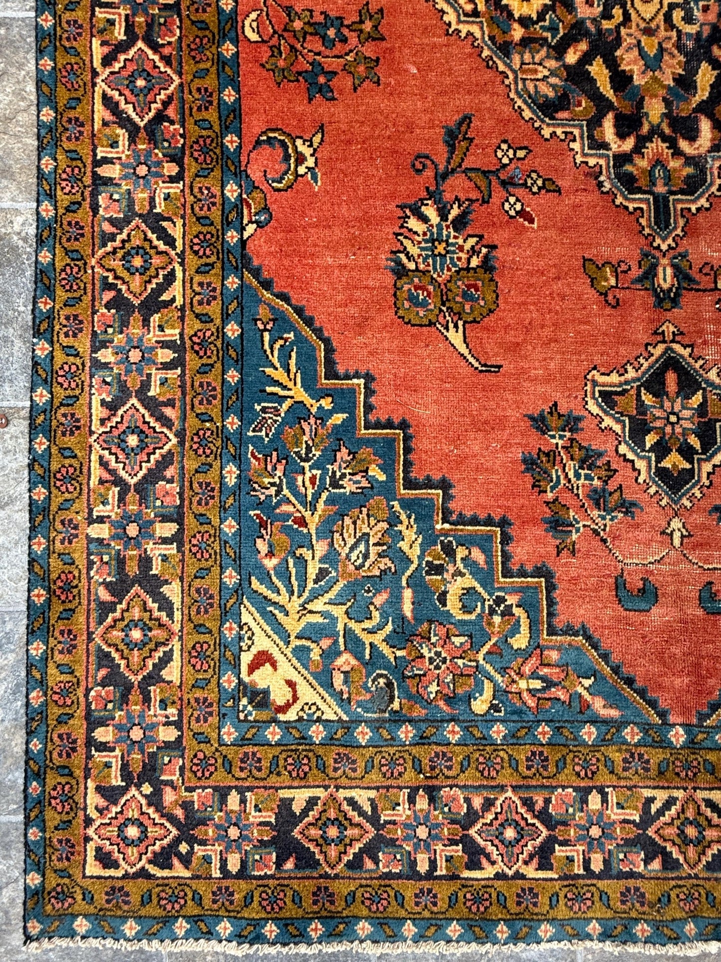 4.10x7.10 ft Geometric Village Rug, 1930s Vintage Hand Knotted Wool Carpet, Anatolian Oriental Area Rug