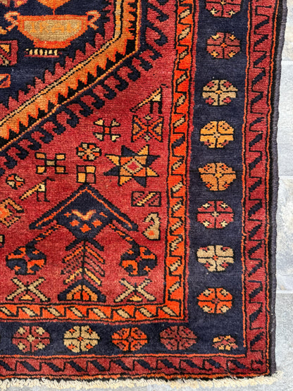 4.8x7 ft Geometric Village Rug, 1930s Vintage Hand Knotted Wool Carpet, Anatolian Oriental Area Rug