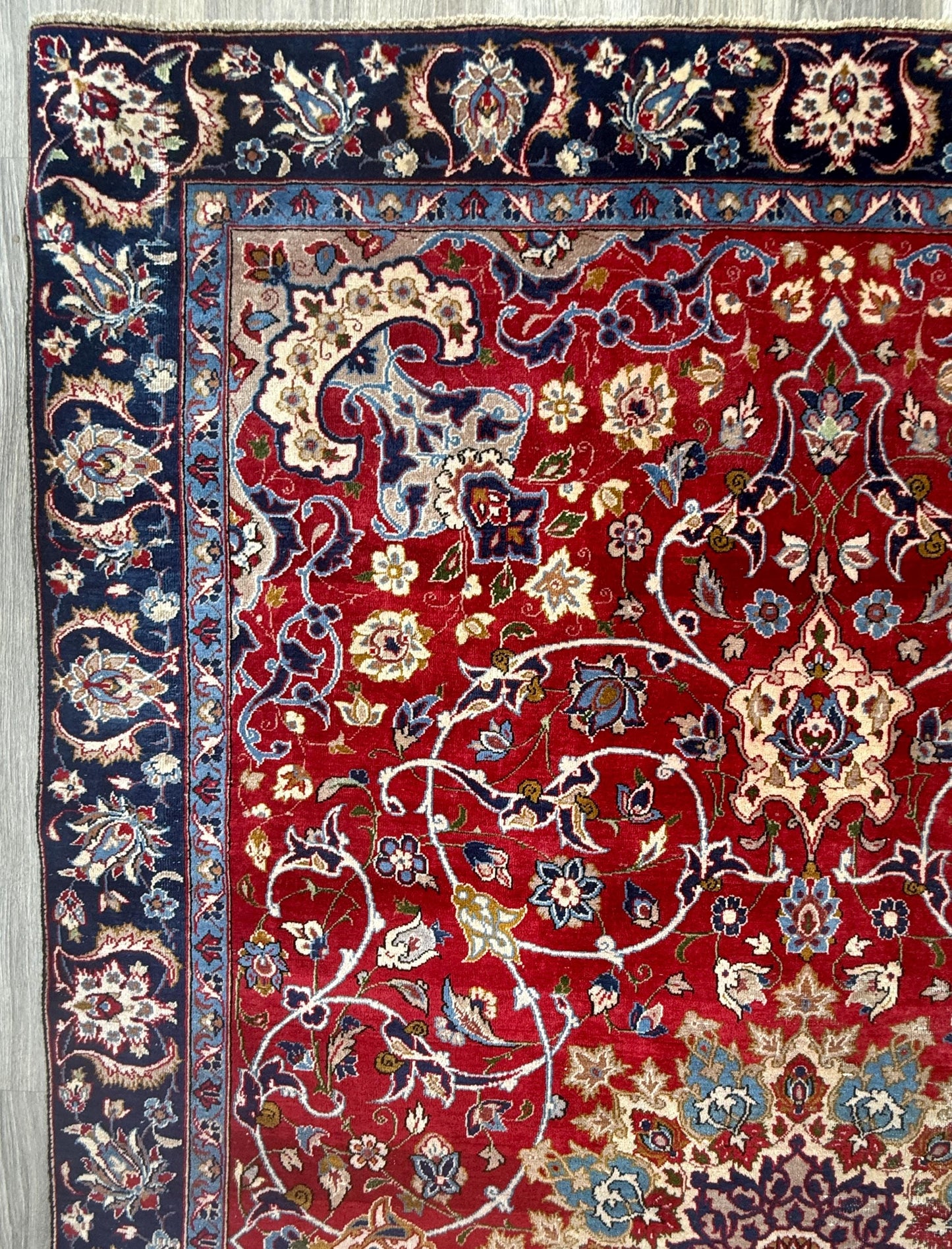 7x10 ft 1950s Vintage Tabriz Wool Rug: Boho Royal Design