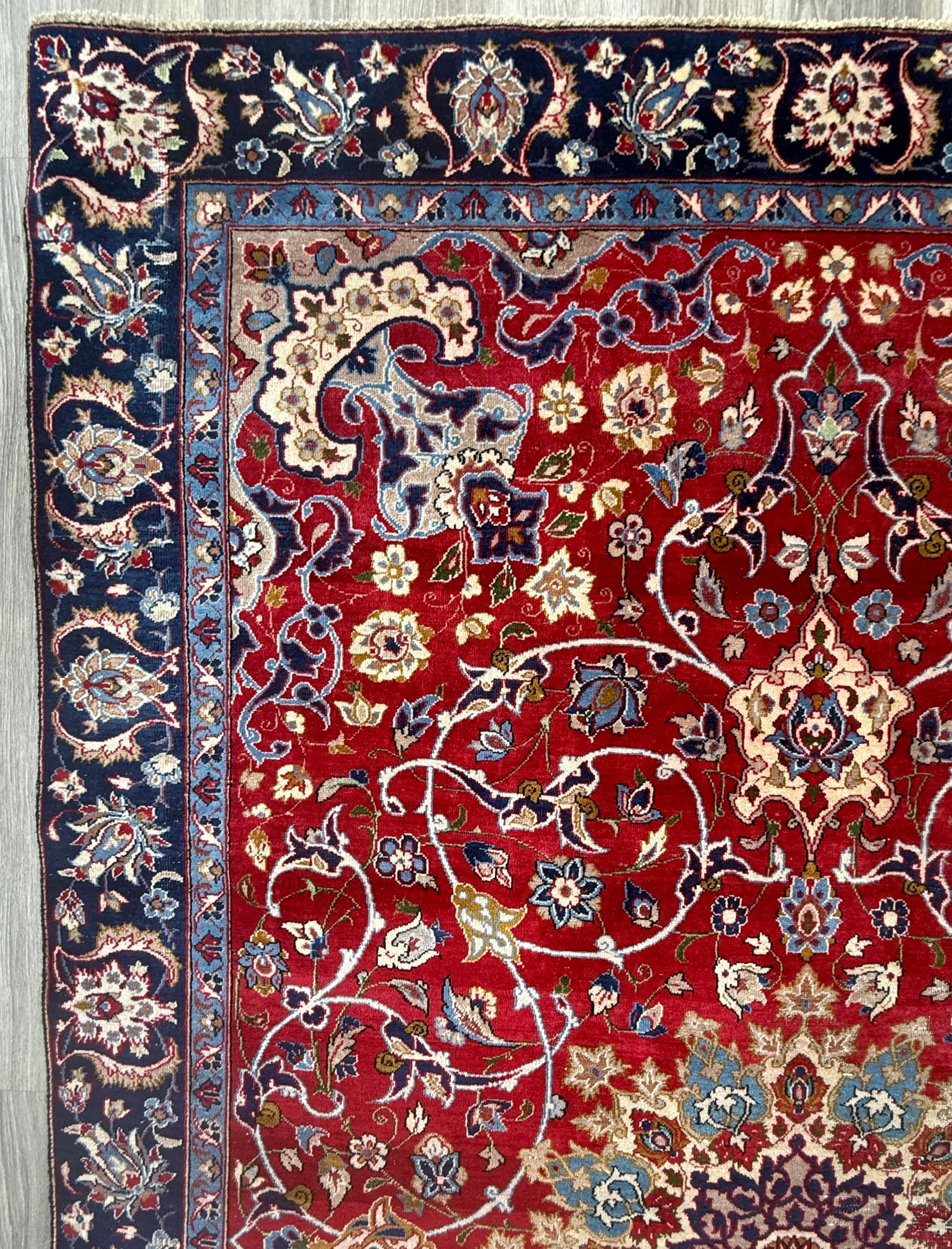 7x10 ft 1950s Vintage Tabriz Wool Rug: Boho Royal Design