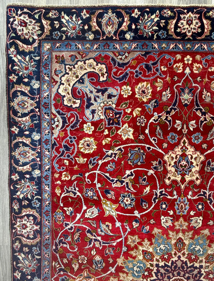 7x10 ft 1950s Vintage Tabriz Wool Rug: Boho Royal Design