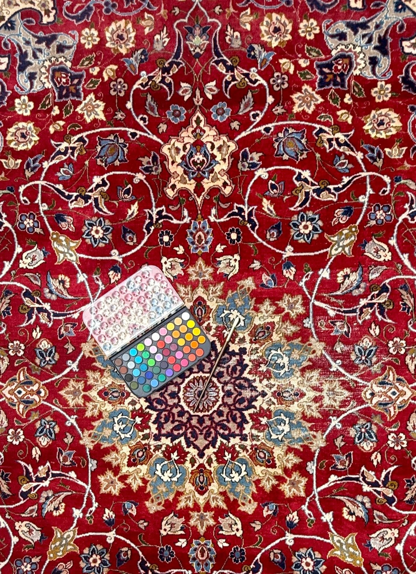 7x10 ft 1950s Vintage Tabriz Wool Rug: Boho Royal Design