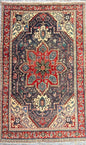 10x7 ft Vintage Heriz Wool Rug: Hand-Knotted Tribal Carpet