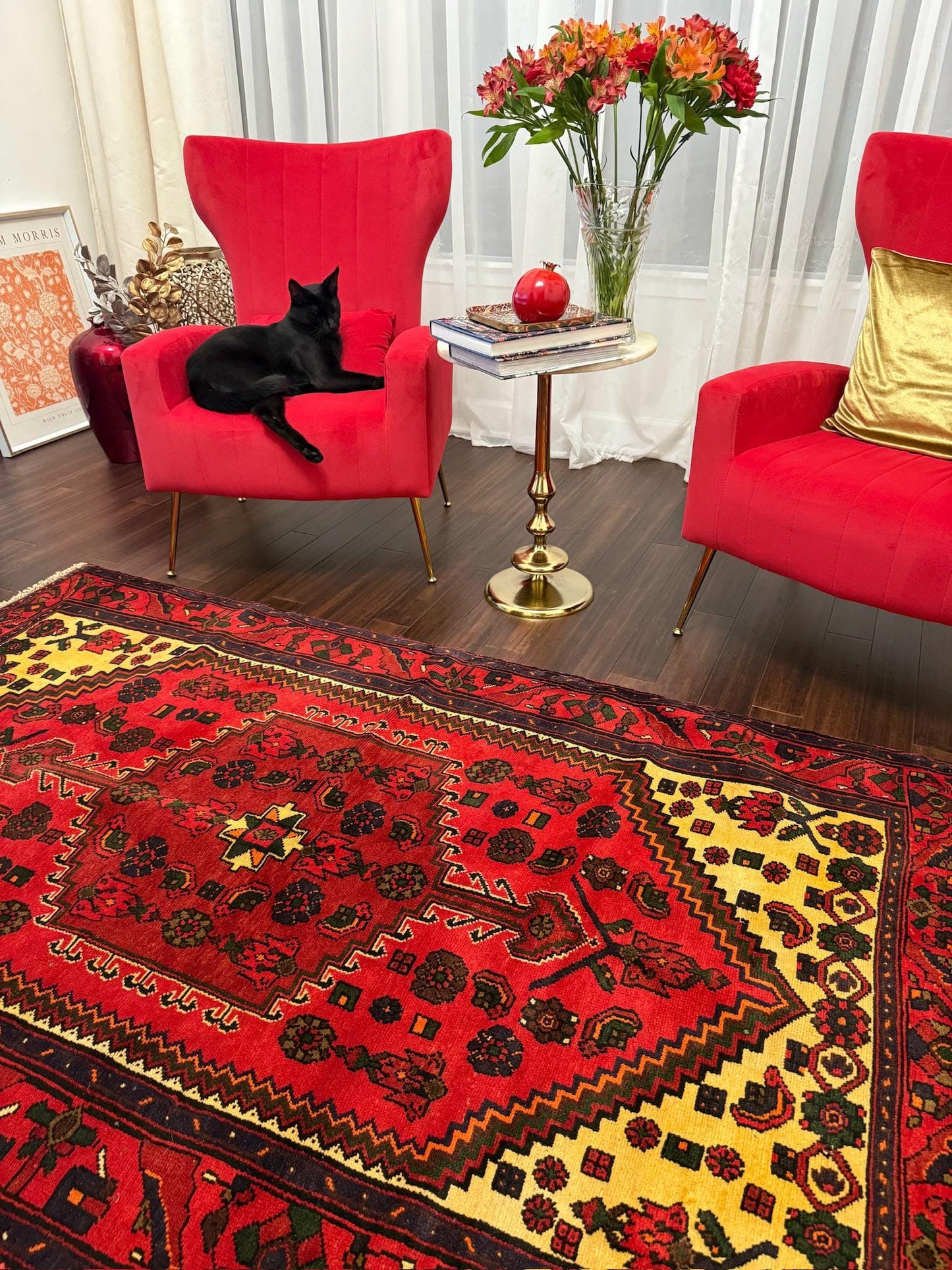 4 x 6.5 ft. Hand Knotted Turkish Wool Rug: 1930s Vintage Anatolian Geometric Carpet