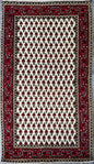5.1x2.11 ft Badam Gul Mir Wool Rug: 1980s Vintage Hand Knotted Oriental Carpet, Small Geometric Tribal Area Rug