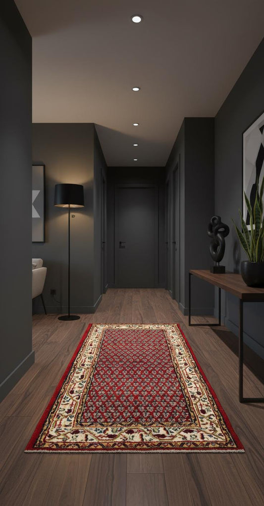 4.3x2.2 ft Vintage 1980s Badam Gul Mir Rug: Hand Knotted Wool Oriental Carpet, Small Geometric Tribal Accent