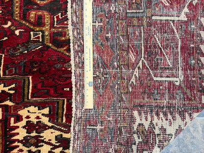9x12.5 ft Tribal Anatolian Geometric 1930s Vintage Rug: Hand Knotted Wool Carpet, Oriental Large Area Rug