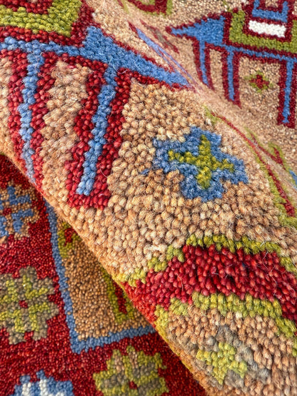2x3 ft Anatolian Small Hand-Knotted Rug: Geometric Wool Accent Carpet
