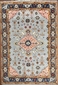 9.4x12 ft Ocean Blue Turkish Oushak Rug: Handmade Modern Multicolored Area Carpet, Contemporary Oriental Design