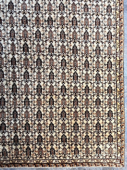9x7 ft Moroccan Vintage Wool Rug, 1990s Hand Knotted Tribal Berber Carpet, Bohemian Area Rug