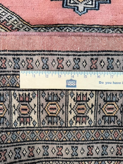 8x6 ft Pakistani Bokhara Jhaldar Rug, 1990s Vintage Hand Knotted Wool Oriental Carpet, Geometric Tribal Area Rug