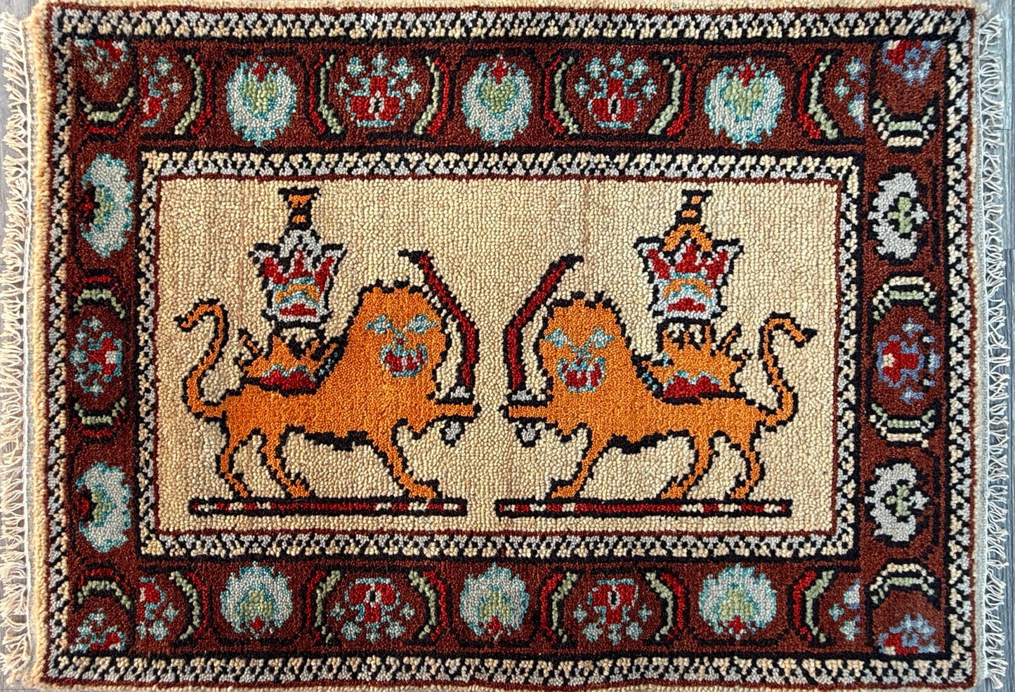 2x3 ft Anatolian Oushak Turkish Hand-Knotted Rug: Bird Tree of Life Vintage Wool Small Carpet