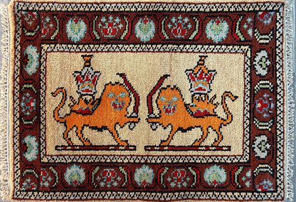 2x3 ft Anatolian Oushak Turkish Hand-Knotted Rug: Bird Tree of Life Vintage Wool Small Carpet