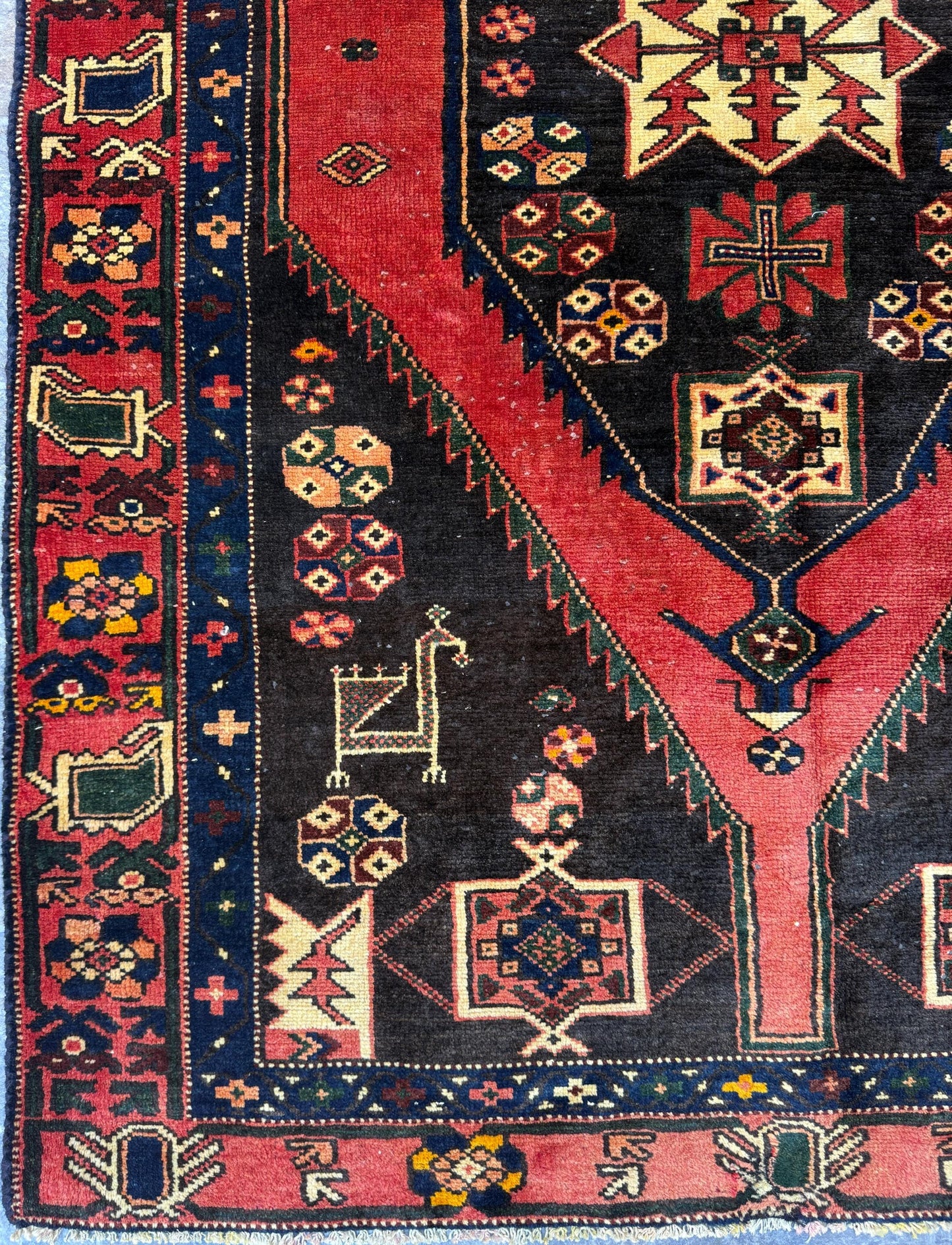 4x6 ft. Vintage Tribal Wool Rug: Hand-Knotted Geometric Village Anatolian Carpet