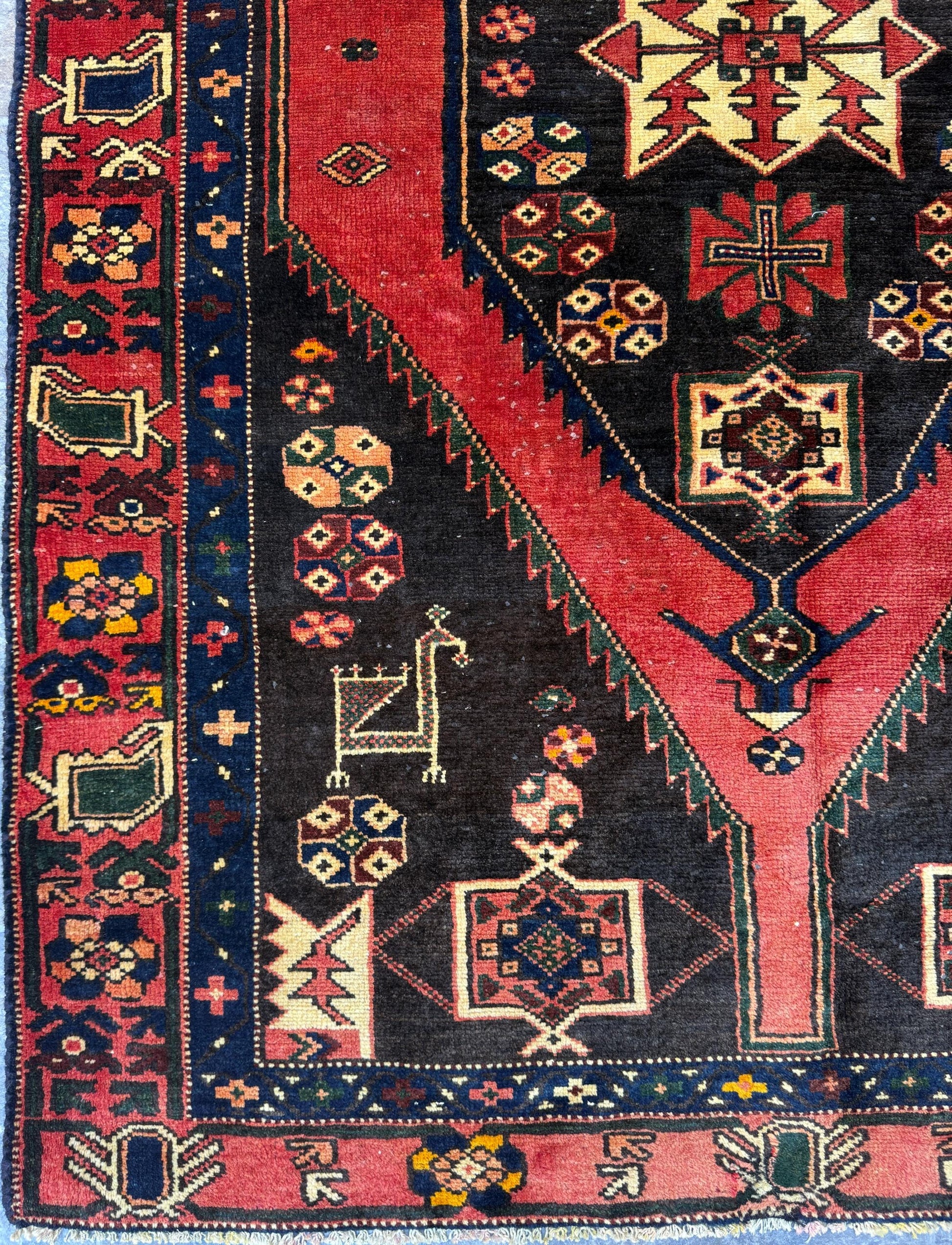 4x6 ft. Vintage Tribal Wool Rug: Hand-Knotted Geometric Village Anatolian Carpet