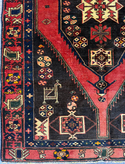 4x6 ft. Vintage Tribal Wool Rug: Hand-Knotted Geometric Village Anatolian Carpet