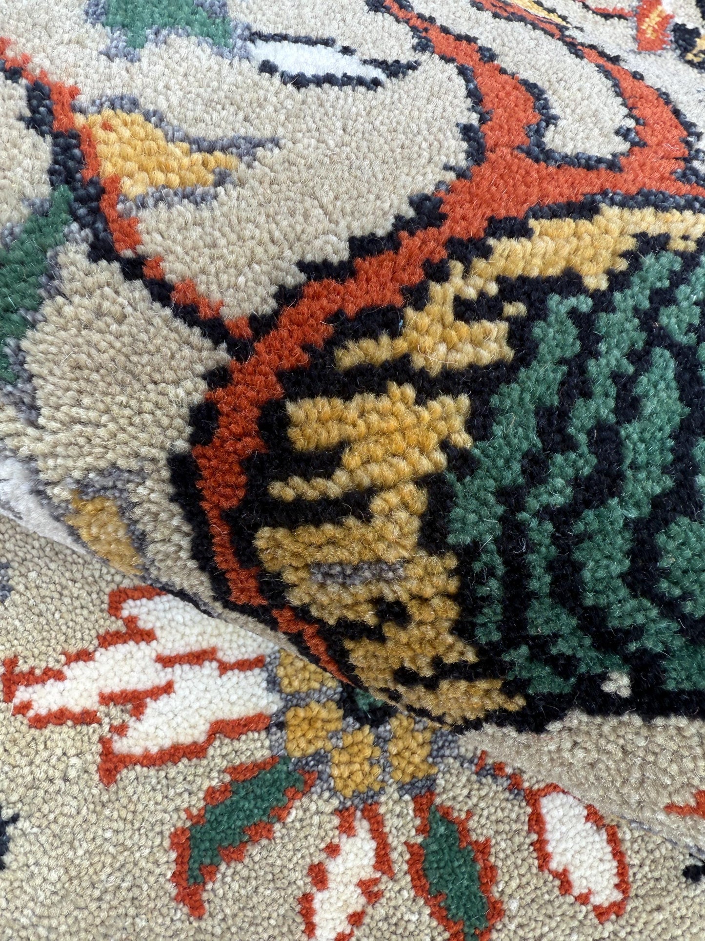 3x5 ft Bohemian Oushak Rug: Tree of Life Bird Design Modern Hand Knotted Wool Carpet