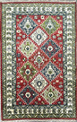 4x6 ft Oushak Geometrical Rug: Village Made Wool Carpet Hand Knotted Bohemian Style