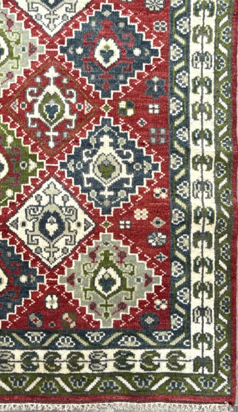 4x6 ft Oushak Geometrical Rug: Village Made Wool Carpet Hand Knotted Bohemian Style